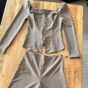 Taupe Formal Long Sleeve Set